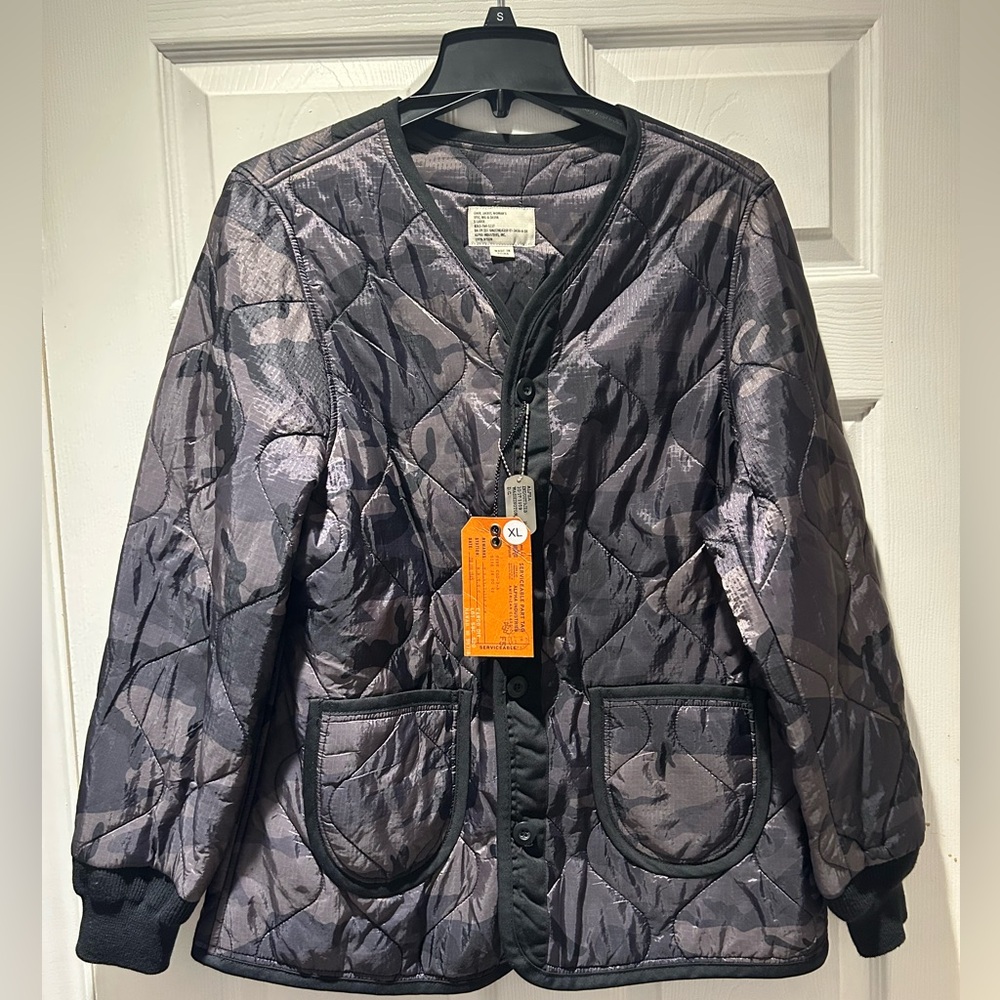 NWT Alpha Industries M-65 Defender W Liner Jacket Black Camo Quilted - XL